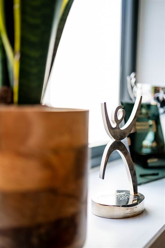 Plant and award on windowsill